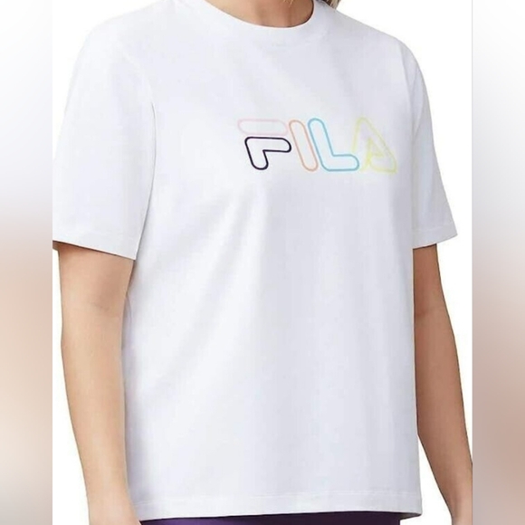Fila Tops - Fila Shirt Womens Size Large White Logo Spell Out T-Shirt New With Tags